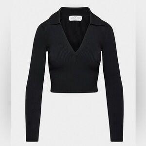 NEW Aritzia Babaton Sculpt Knit Polo Long Sleeve, Size S